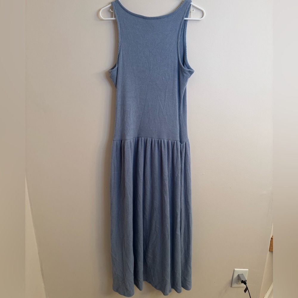 Universal Thread Women’s Drop Waist Ribbed Knit Midi Dress NWT Color Blue - Picture 4 of 7